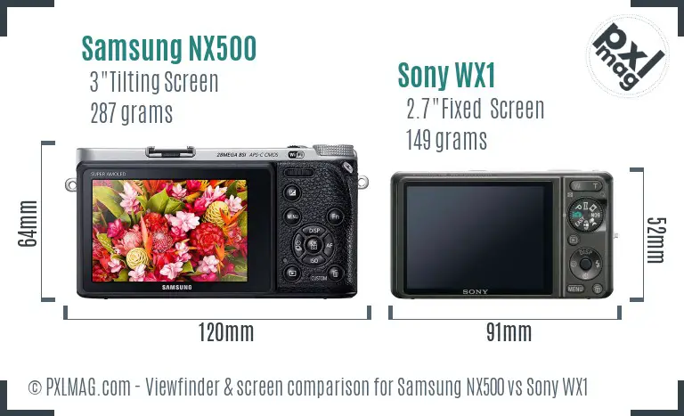 Samsung NX500 vs Sony WX1 Screen and Viewfinder comparison