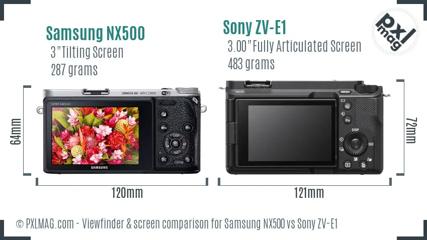 Samsung NX500 vs Sony ZV-E1 Screen and Viewfinder comparison Samsung NX500 vs Sony ZV-E1 Screen and Viewfinder comparison
