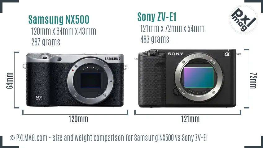 Samsung NX500 vs Sony ZV-E1 size comparison Samsung NX500 vs Sony ZV-E1 size comparison