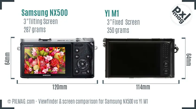 Samsung NX500 vs YI M1 Screen and Viewfinder comparison
