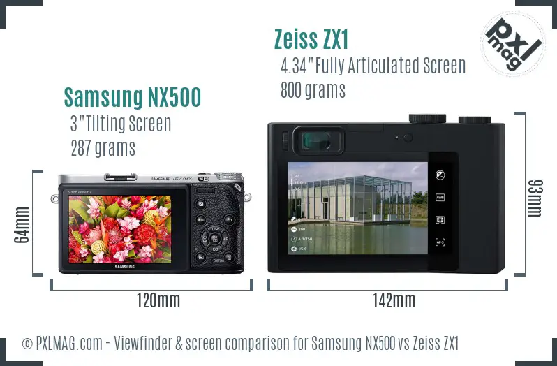 Samsung NX500 vs Zeiss ZX1 Screen and Viewfinder comparison