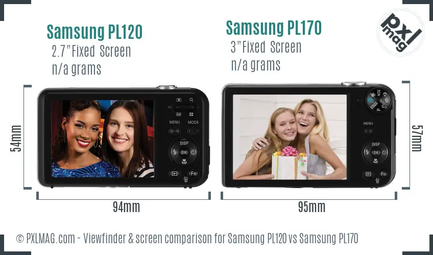 Samsung PL120 vs Samsung PL170 Screen and Viewfinder comparison