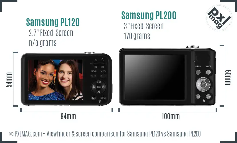 Samsung PL120 vs Samsung PL200 Screen and Viewfinder comparison