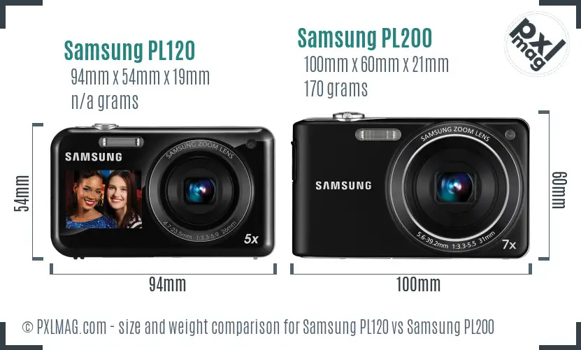 Samsung PL120 vs Samsung PL200 size comparison