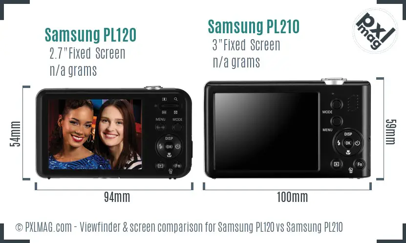 Samsung PL120 vs Samsung PL210 Screen and Viewfinder comparison