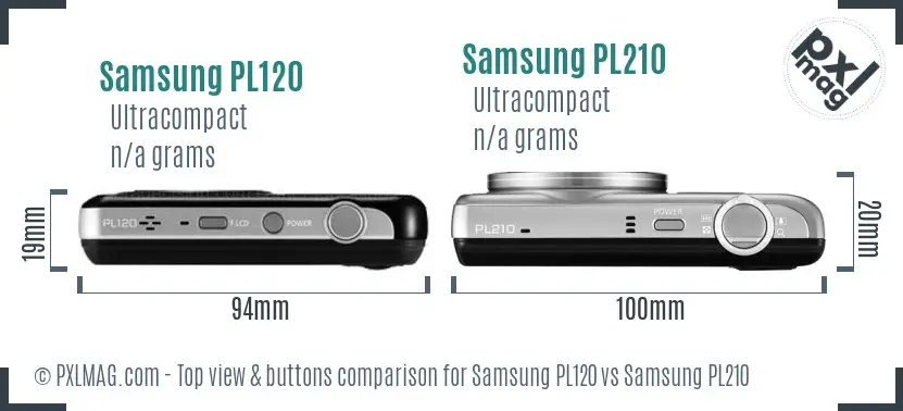Samsung PL120 vs Samsung PL210 top view buttons comparison