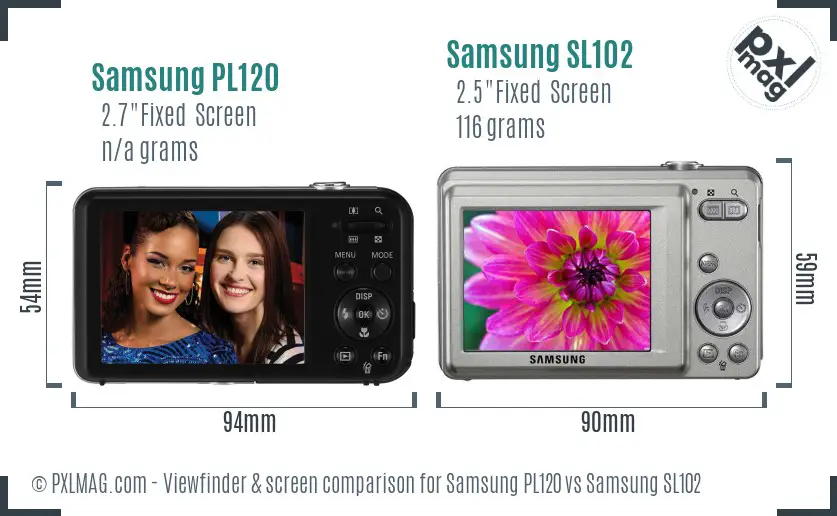 Samsung PL120 vs Samsung SL102 Screen and Viewfinder comparison Samsung PL120 vs Samsung SL102 Screen and Viewfinder comparison