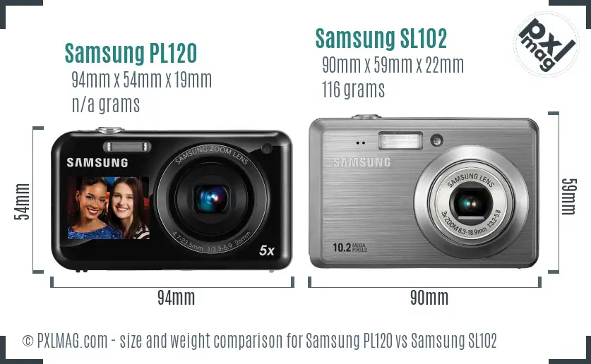 Samsung PL120 vs Samsung SL102 size comparison Samsung PL120 vs Samsung SL102 size comparison