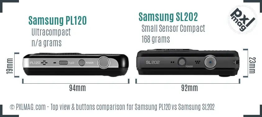Samsung PL120 vs Samsung SL202 top view buttons comparison