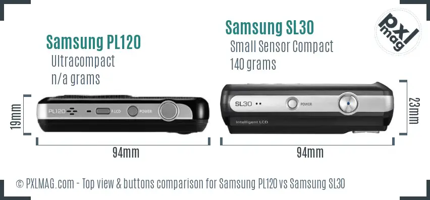 Samsung PL120 vs Samsung SL30 top view buttons comparison
