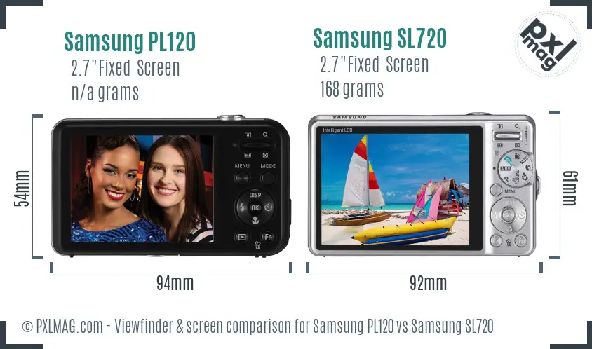 Samsung PL120 vs Samsung SL720 Screen and Viewfinder comparison