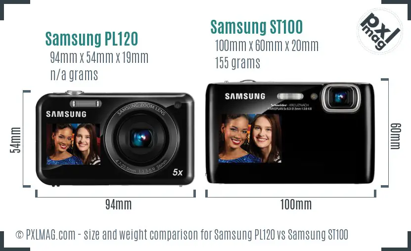 Samsung PL120 vs Samsung ST100 size comparison