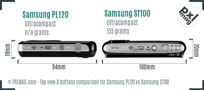 Samsung PL120 vs Samsung ST100 top view buttons comparison