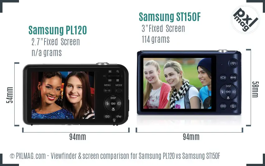 Samsung PL120 vs Samsung ST150F Screen and Viewfinder comparison Samsung PL120 vs Samsung ST150F Screen and Viewfinder comparison