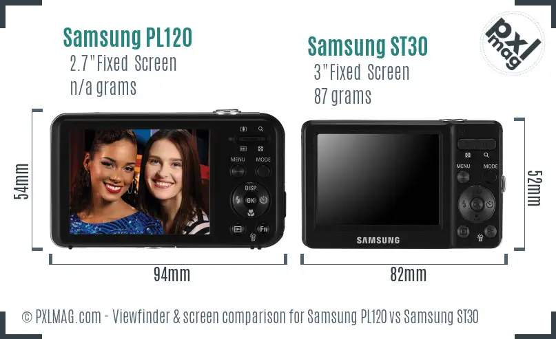 Samsung PL120 vs Samsung ST30 Screen and Viewfinder comparison Samsung PL120 vs Samsung ST30 Screen and Viewfinder comparison