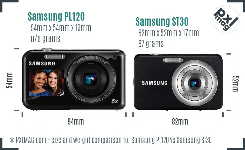 Samsung PL120 vs Samsung ST30 size comparison Samsung PL120 vs Samsung ST30 size comparison