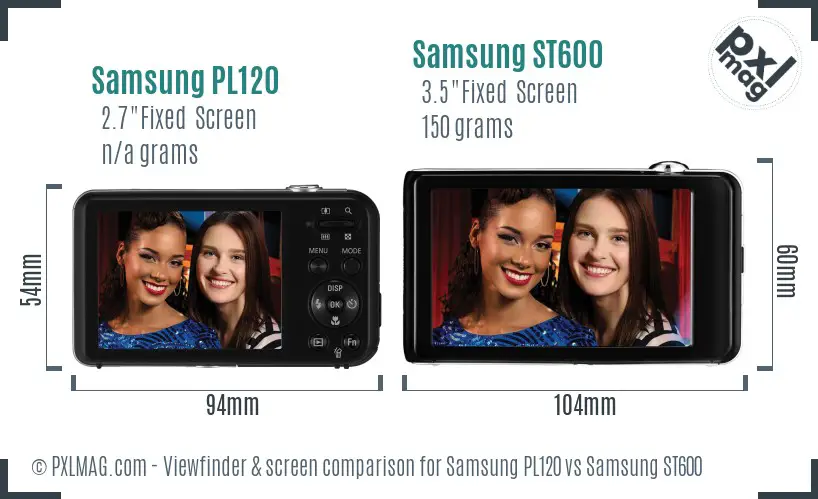 Samsung PL120 vs Samsung ST600 Screen and Viewfinder comparison