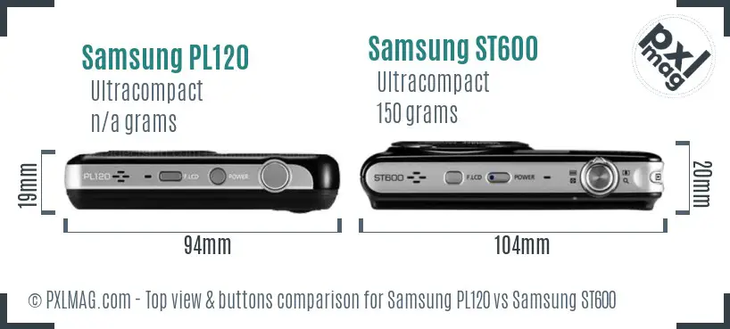 Samsung PL120 vs Samsung ST600 top view buttons comparison