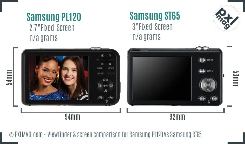 Samsung PL120 vs Samsung ST65 Screen and Viewfinder comparison