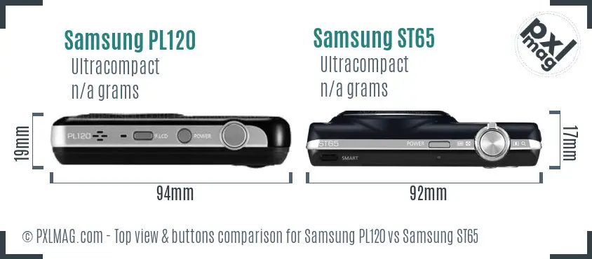 Samsung PL120 vs Samsung ST65 top view buttons comparison