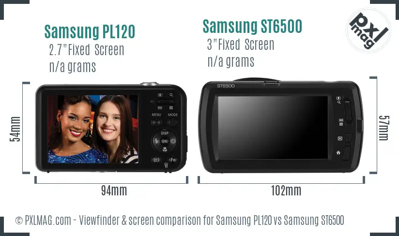 Samsung PL120 vs Samsung ST6500 Screen and Viewfinder comparison