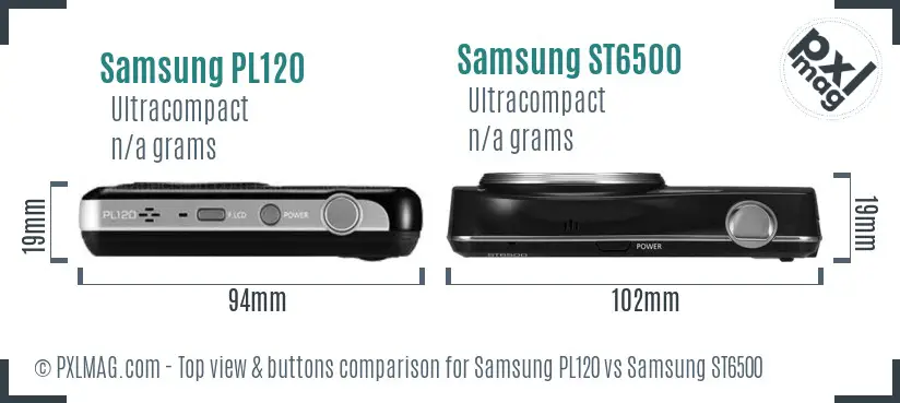 Samsung PL120 vs Samsung ST6500 top view buttons comparison