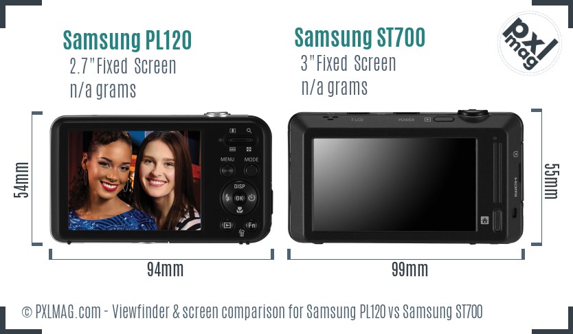 Samsung PL120 vs Samsung ST700 Screen and Viewfinder comparison