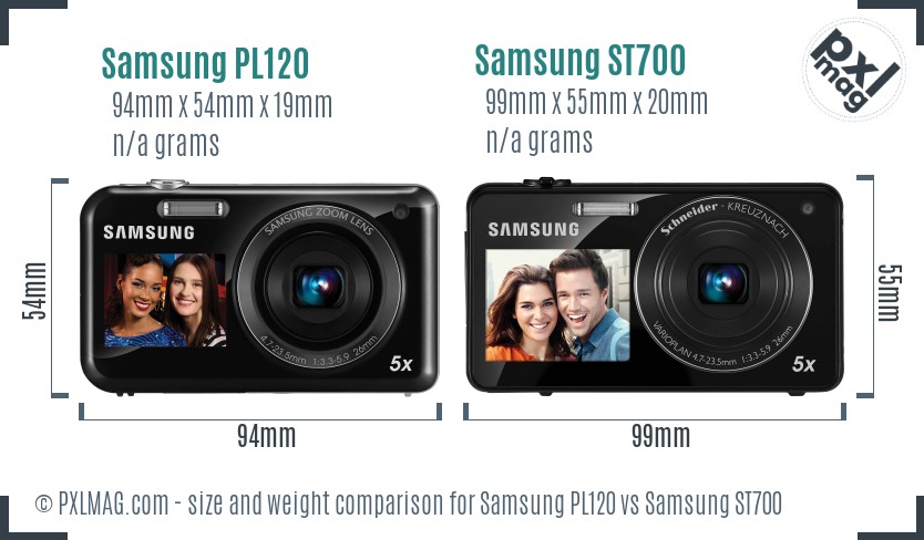 Samsung PL120 vs Samsung ST700 size comparison