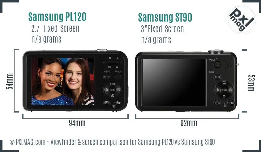 Samsung PL120 vs Samsung ST90 Screen and Viewfinder comparison