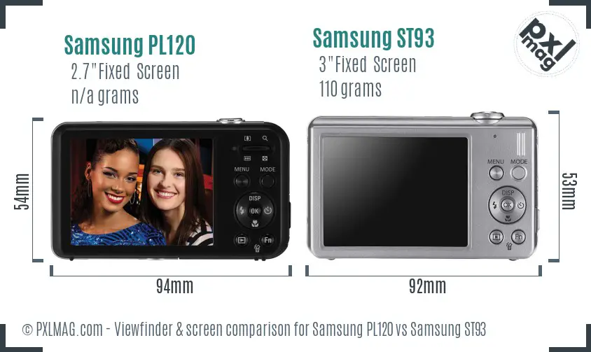 Samsung PL120 vs Samsung ST93 Screen and Viewfinder comparison Samsung PL120 vs Samsung ST93 Screen and Viewfinder comparison