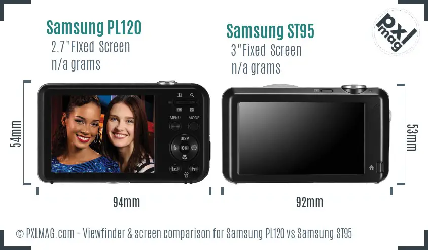 Samsung PL120 vs Samsung ST95 Screen and Viewfinder comparison