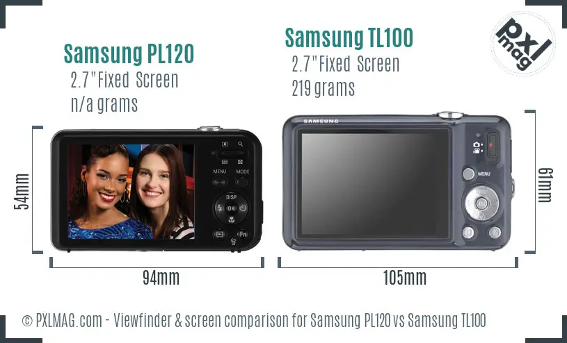 Samsung PL120 vs Samsung TL100 Screen and Viewfinder comparison