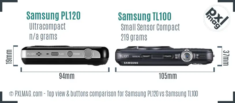 Samsung PL120 vs Samsung TL100 top view buttons comparison