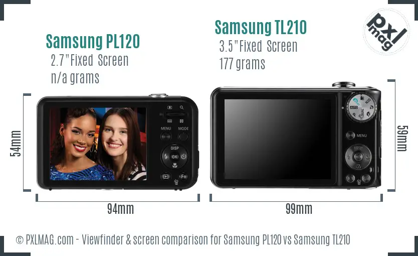 Samsung PL120 vs Samsung TL210 Screen and Viewfinder comparison