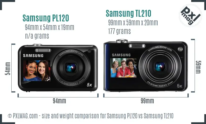 Samsung PL120 vs Samsung TL210 size comparison