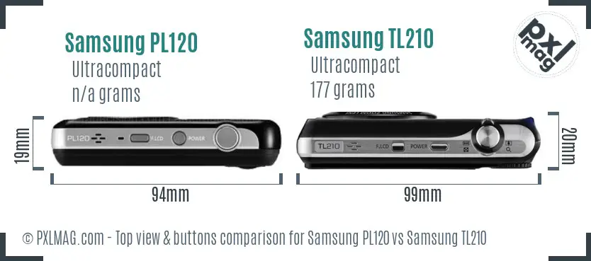 Samsung PL120 vs Samsung TL210 top view buttons comparison
