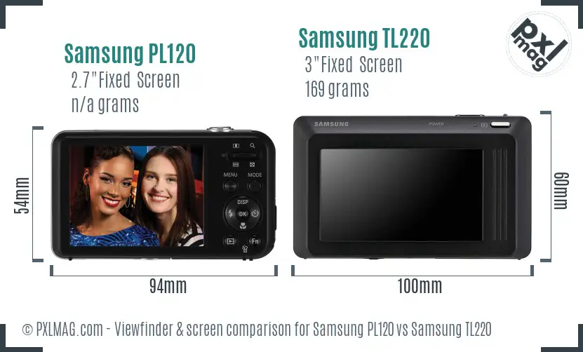 Samsung PL120 vs Samsung TL220 Screen and Viewfinder comparison