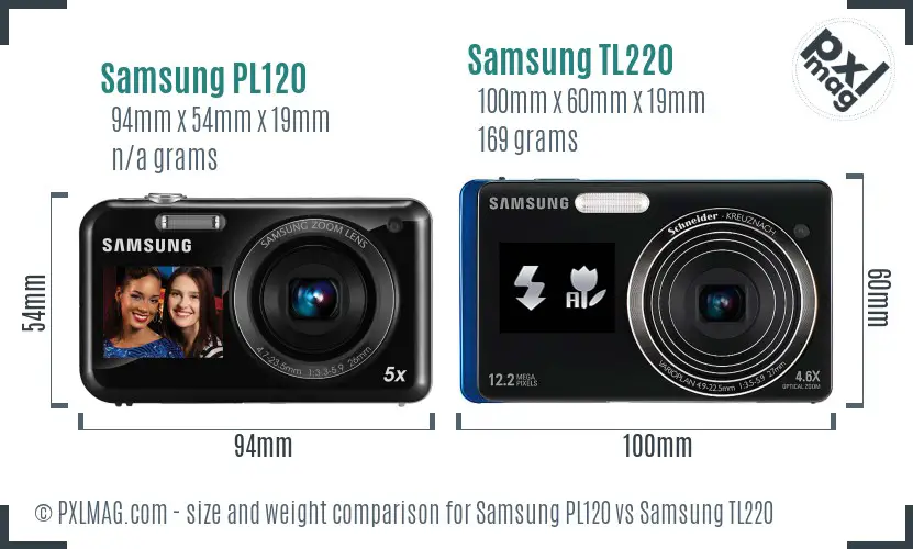 Samsung PL120 vs Samsung TL220 size comparison