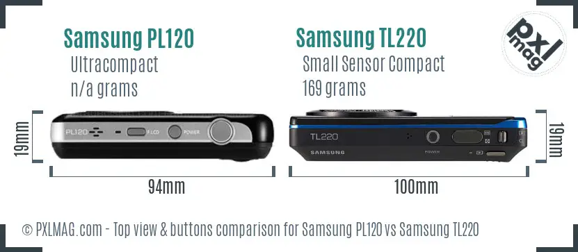 Samsung PL120 vs Samsung TL220 top view buttons comparison