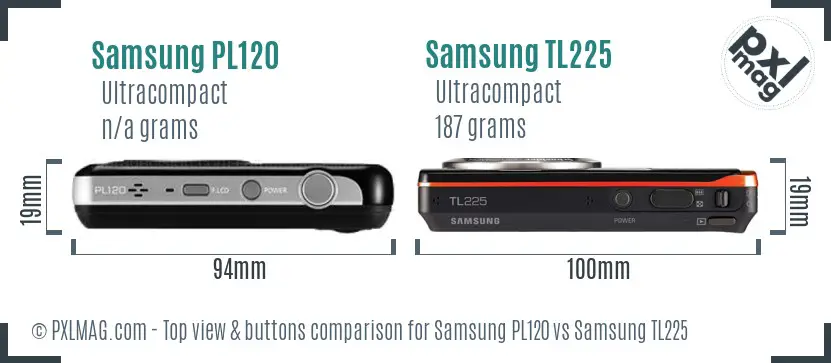 Samsung PL120 vs Samsung TL225 top view buttons comparison