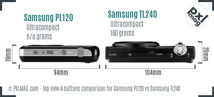 Samsung PL120 vs Samsung TL240 top view buttons comparison
