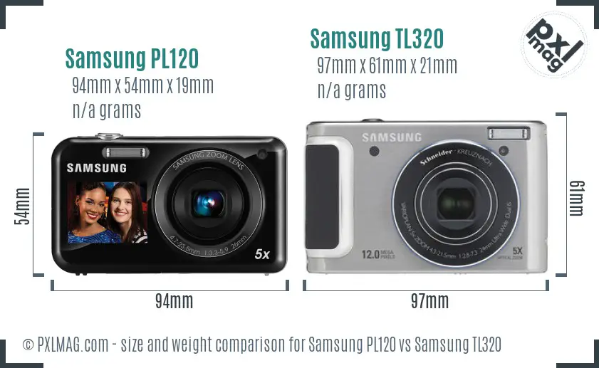 Samsung PL120 vs Samsung TL320 size comparison