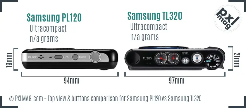 Samsung PL120 vs Samsung TL320 top view buttons comparison