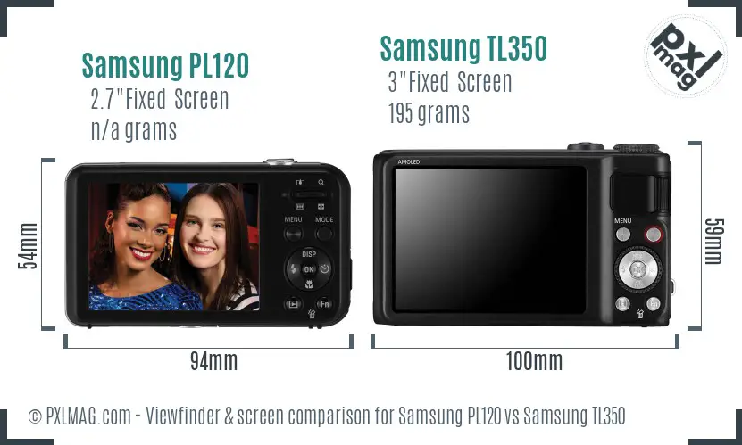 Samsung PL120 vs Samsung TL350 Screen and Viewfinder comparison