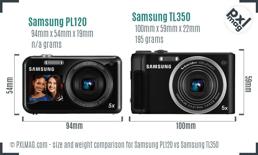 Samsung PL120 vs Samsung TL350 size comparison