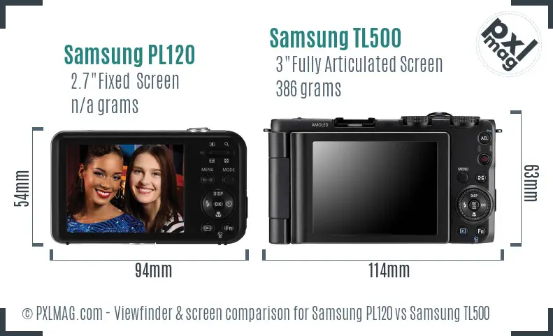 Samsung PL120 vs Samsung TL500 Screen and Viewfinder comparison Samsung PL120 vs Samsung TL500 Screen and Viewfinder comparison
