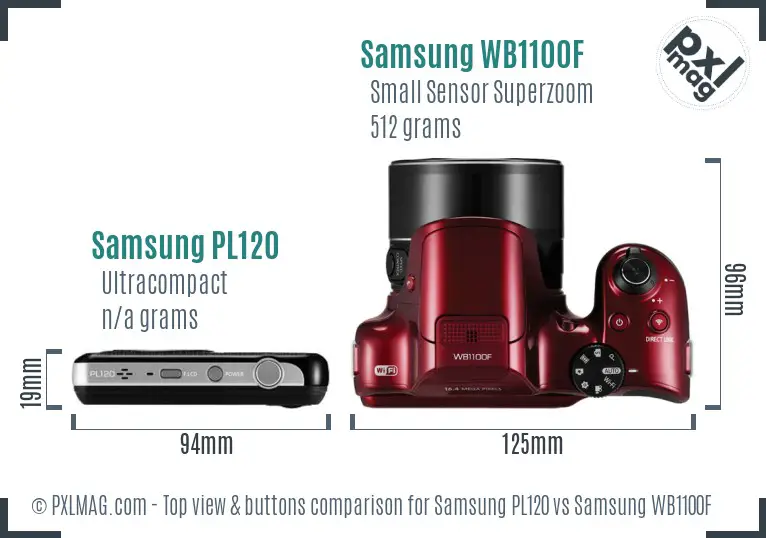 Samsung PL120 vs Samsung WB1100F top view buttons comparison
