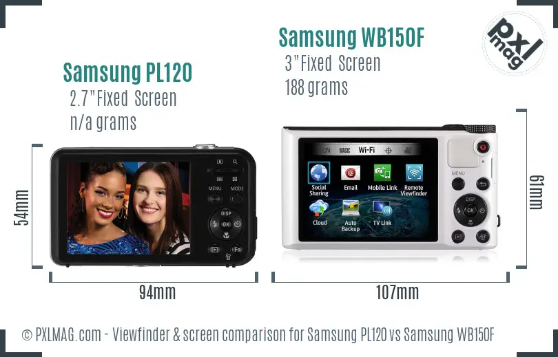 Samsung PL120 vs Samsung WB150F Screen and Viewfinder comparison Samsung PL120 vs Samsung WB150F Screen and Viewfinder comparison