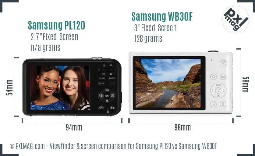 Samsung PL120 vs Samsung WB30F Screen and Viewfinder comparison
