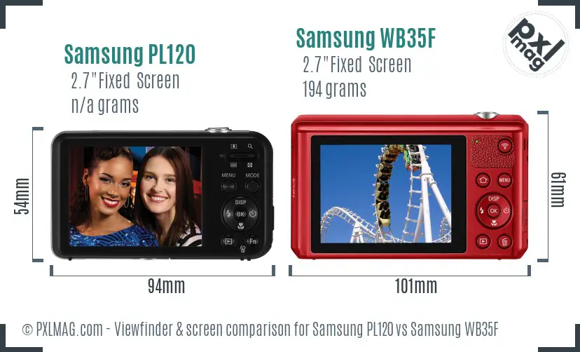 Samsung PL120 vs Samsung WB35F Screen and Viewfinder comparison